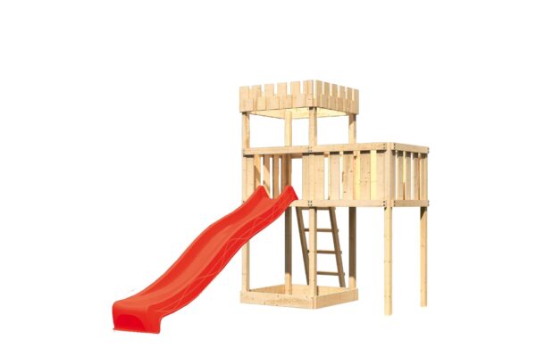 2456577 spielturm ritterburg loewenherz mit 2 5m rutsche