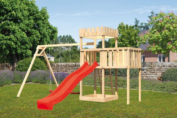 2532493 spielturm ritterburg loewenherz mit 2 5m rutsche