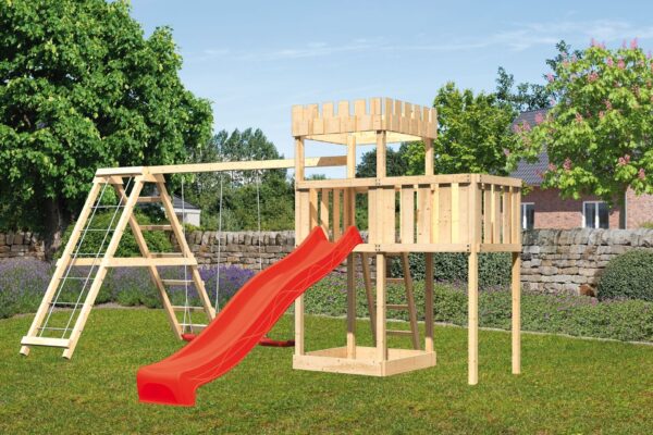 2532552 spielturm ritterburg loewenherz mit 2 5m rutsche