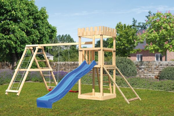 2532564 spielturm ritterburg loewenherz mit 2 5m rutsche